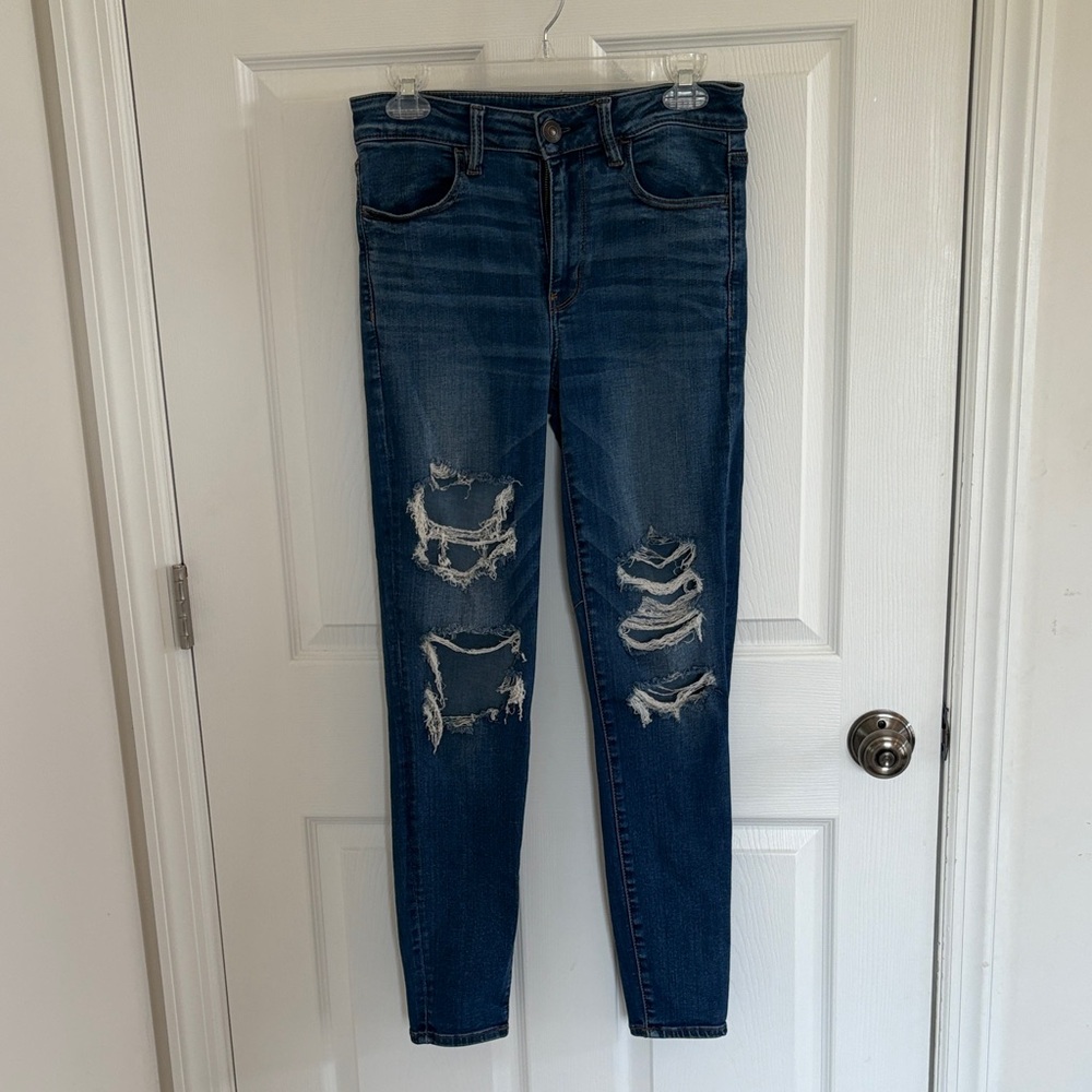 American Eagle Outfitters Ripped Blue Skinny Jeans